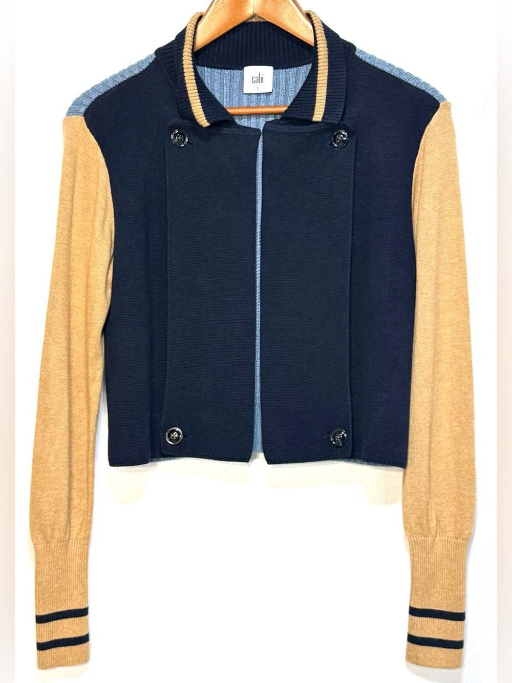 Cabi Turn Back Varsity Colorblock Cardigan Sweater Small